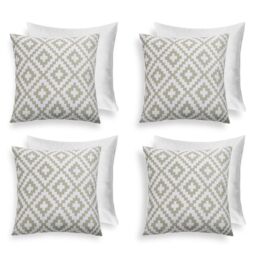 OHS 4 Pack Geometric Cushion Cover Filled Water Resistant Outdoor Garden in Green - Size: 45 cm x 45 cm - thumbnail 1