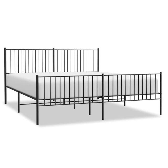 Berkfield Home Metal Bed Frame with Headboard & Footboard Black 193x203 cm - image 1