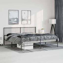 Berkfield Home Metal Bed Frame with Headboard & Footboard Black 193x203 cm - thumbnail 2