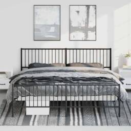 Berkfield Home Metal Bed Frame with Headboard & Footboard Black 193x203 cm - thumbnail 4