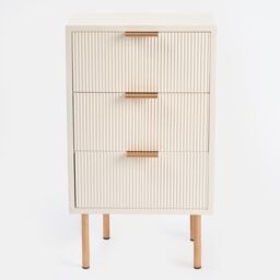 OHS Ribbed Bedside Table Modern Bedroom 3 Draw Office Nightstand in Cream - thumbnail 4