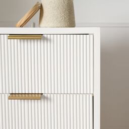 OHS Ribbed 3-Drawer Bedside Cabinet Engineered Wood Nightstand Office in White - thumbnail 3