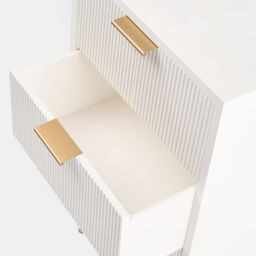 OHS Ribbed 3-Drawer Bedside Cabinet Engineered Wood Nightstand Office in White - thumbnail 6