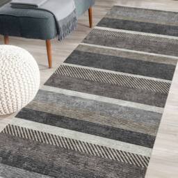 THE RUGS Nasrih Washable Persian Classic Rug - Soft Polyester Runner Design in Grey - Size: 60 cm x 180 cm - thumbnail 3