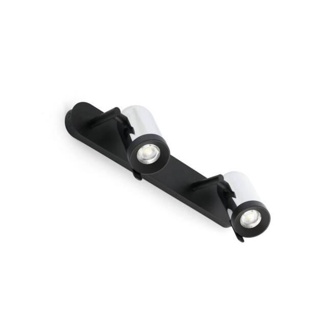 Netlighting Orleans 2 Light Indoor Adjustable Wall Spotlight Chrome Black GU10 in Grey - image 1