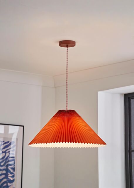 ValueLights Akira Pleated Single Drop Ceiling Pendant Light in Burnt Orange - image 1