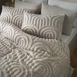 OHS Tufted Arches Bedding Set Duvet Cover with Pillowcase in Stone - Size: King - thumbnail 2
