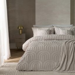 OHS Tufted Arches Bedding Set Duvet Cover with Pillowcase in Stone - Size: King