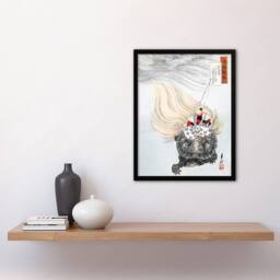 Artery8 Urashima Sea Turtle Myth Vintage Japan Framed Wall Art Print Gekko in Beige - Size: A4 - thumbnail 4