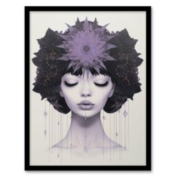 "Wee Blue Coo Wall Art Print Love In Lavender Lilac Portrait Meditate Living Room Framed in Purple - Size: W12"" x H16""" - thumbnail 1