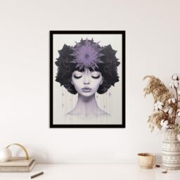 "Wee Blue Coo Wall Art Print Love In Lavender Lilac Portrait Meditate Living Room Framed in Purple - Size: W12"" x H16""" - thumbnail 4