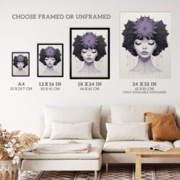 "Wee Blue Coo Wall Art Print Love In Lavender Lilac Portrait Meditate Living Room Framed in Purple - Size: W12"" x H16""" - thumbnail 3