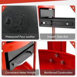 FLAVORA Rolling Mechanic Workshop Stool with 2 Drawers in Red - thumbnail 6