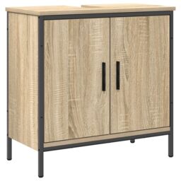 Berkfield Home 2 Piece Bathroom Furniture Set Sonoma Oak Engineered Wood in Cream - thumbnail 6