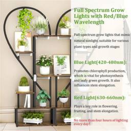 NESTLUNE 112*28*167 Modern Plant Stand Grow Lights Flower Pot in Black - Size: 100 cm x 15 cm - thumbnail 4