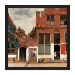 "Artery8 Wall Art Print Vermeer View Of Houses In Delft The Little Street Square Framed Picture 16X16 Inch in Black - Size: W16"" x H16""" - thumbnail 1