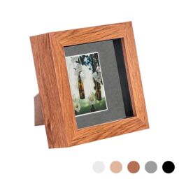 "Nicola Spring 3D Box Photo Frame - 4 x 4"" with 2 x 2"" Mount - White Mount in Dark Brown" - thumbnail 1