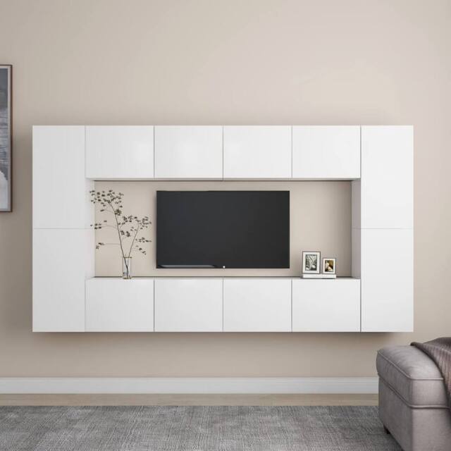 Berkfield Home 8 Piece TV Cabinet Set White Engineered Wood - image 1