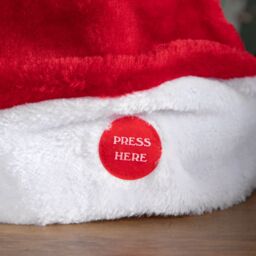 Samuel Alexander 35cm Battery Powered Singing & Animated Moving Christmas Santa Hat in Red - thumbnail 7