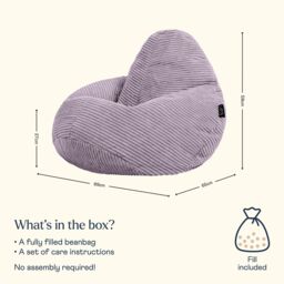 icon Pack of 2 Dalton Kids Bean Bag, Corduroy Childrens Beanbag in Purple - thumbnail 6