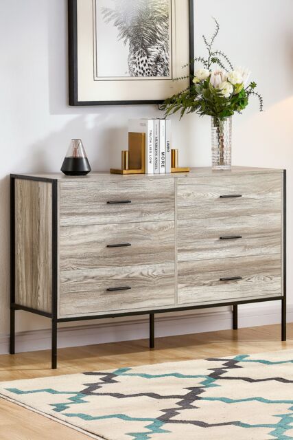 Home Discount Vida Designs Brooklyn 6 Drawer Bedside Cabinet Chest Of Drawers Storage Bedroom Furniture in Grey - image 1