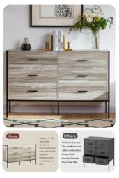 Home Discount Vida Designs Brooklyn 6 Drawer Bedside Cabinet Chest Of Drawers Storage Bedroom Furniture in Grey - thumbnail 7