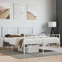 Berkfield Home Metal Bed Frame with Headboard & Footboard White 140x190 cm - thumbnail 2