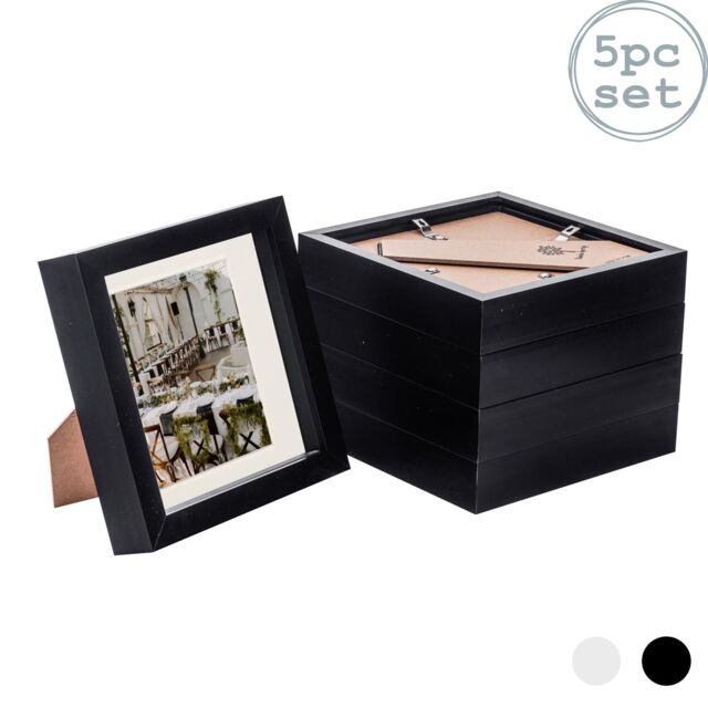 "Nicola Spring 3D Box Photo Frames - 6 x 6"" with 4 x 4"" Mount - White Mount - Pack of 5 in Black" - image 1