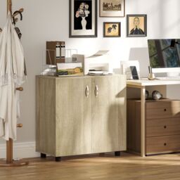 VINSETTO 2-Tier Locking Filing Cabinet Office Storage Cabinet in Light Oak - thumbnail 1