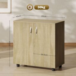 VINSETTO 2-Tier Locking Filing Cabinet Office Storage Cabinet in Light Oak - thumbnail 3