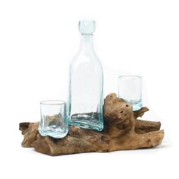 KDMD Molten Glass on Wood- Whisky Set in Brown - thumbnail 2