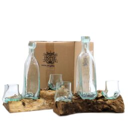 KDMD Molten Glass on Wood- Whisky Set in Brown - thumbnail 4