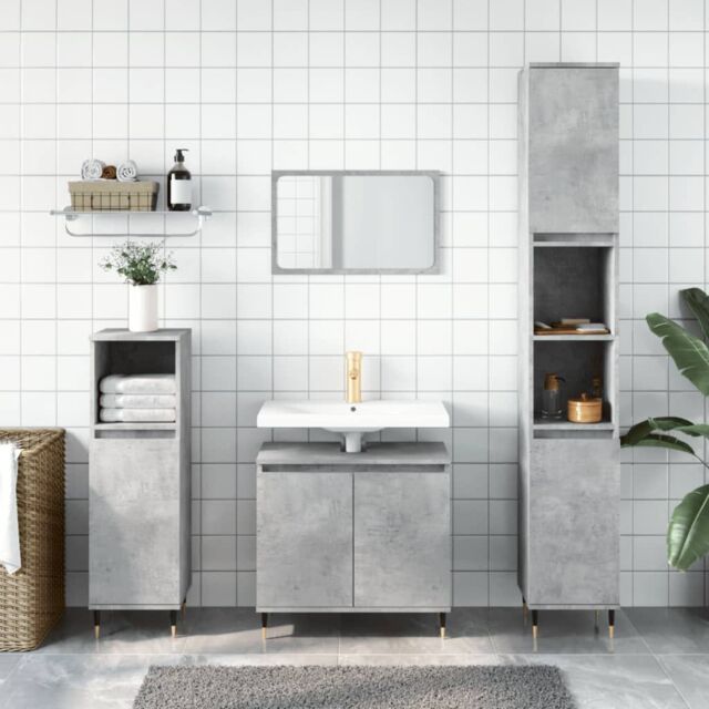 Berkfield Home Bathroom Cabinet Concrete Grey 58x33x60 cm Engineered Wood - Size: 58 x 33 x 60 cm - image 1