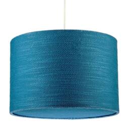 Happy Homewares Biscay Bay Teal Textured Linen Pendant Lighting Shade with Diffuser in Aqua - Size: 12 inches