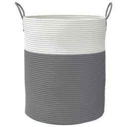Berkfield Home Storage Basket Grey & White √ò38x46 cm Cotton - Size: 38x46 cm - thumbnail 4