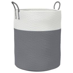 Berkfield Home Storage Basket Grey & White √ò38x46 cm Cotton - Size: 38x46 cm - thumbnail 2