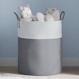 Berkfield Home Storage Basket Grey & White √ò38x46 cm Cotton - Size: 38x46 cm