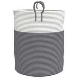 Berkfield Home Storage Basket Grey & White √ò38x46 cm Cotton - Size: 38x46 cm - thumbnail 5