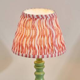 Netlighting Bibury Green Table Lamp Pink Fabric Ripple Shade 20cm B22 - thumbnail 4