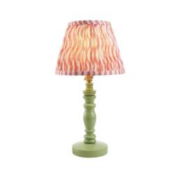 Netlighting Bibury Green Table Lamp Pink Fabric Ripple Shade 20cm B22 - thumbnail 1