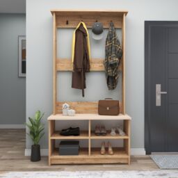 Destina Home Amelia Hallway Coat Rack with Shelves in Medium Beige - Size: 1 Pack - thumbnail 3