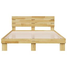 Berkfield Home Bed Frame with Headboard without Mattress 140x200 cm Solid Wood Oak in Brown - thumbnail 6