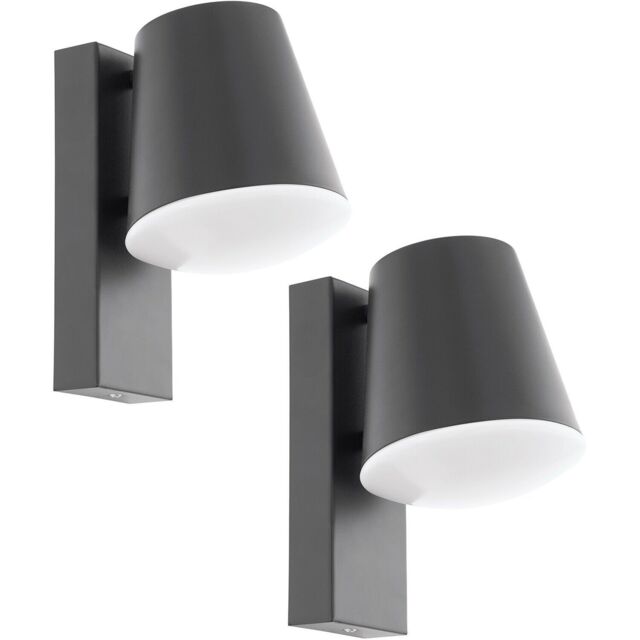 Loops 2 PACK IP44 Outdoor Wall Down Light Anthracite Zinc Plated Steel 10W E27 in Metallics - image 1