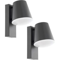 Loops 2 PACK IP44 Outdoor Wall Down Light Anthracite Zinc Plated Steel 10W E27 in Metallics