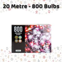 VFM e-Store Christmas Red White String Lights 800 Bulbs 20m x 1cm Multicolour X 1 - Size: 20m x 1 cm - thumbnail 2