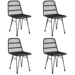Berkfield Home 5 Piece Garden Dining Set Black Poly Rattan - thumbnail 4