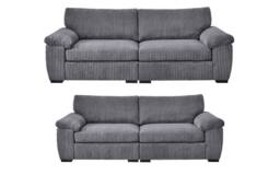 SOFASELECTION UK Amalfi 3+2 Seater Split Sofa Soft Fabric in Grey - Size: 5 Pack