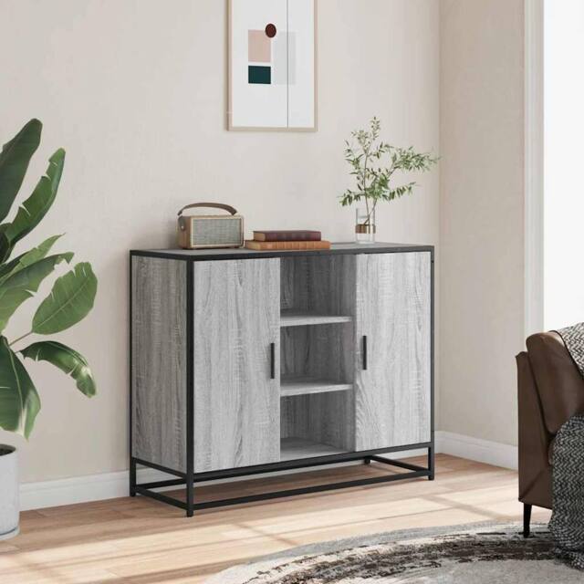 Berkfield Home Sideboard Grey Sonoma 92x35x76 cm Engineered Wood - Size: 92 x 35 x 76 cm - image 1