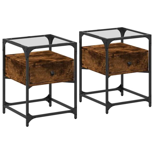 Berkfield Home Bedside Cabinets 2 pcs Smoked Oak 40x40x55 cm Engineered Wood in Brown - Size: 40 x 40 x 55 cm - image 1
