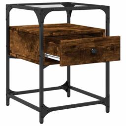 Berkfield Home Bedside Cabinets 2 pcs Smoked Oak 40x40x55 cm Engineered Wood in Brown - Size: 40 x 40 x 55 cm - thumbnail 8
